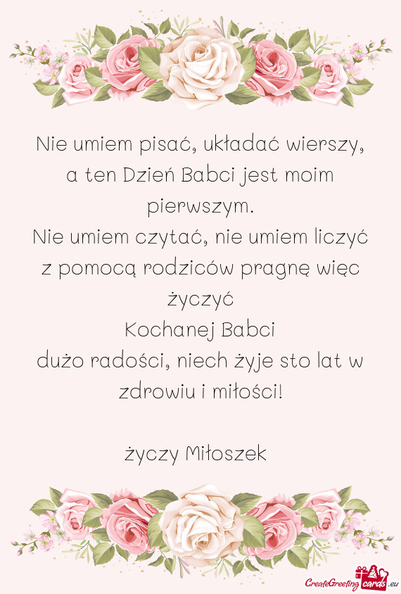 Dużo radości, niech żyje sto lat w zdrowiu i miłości