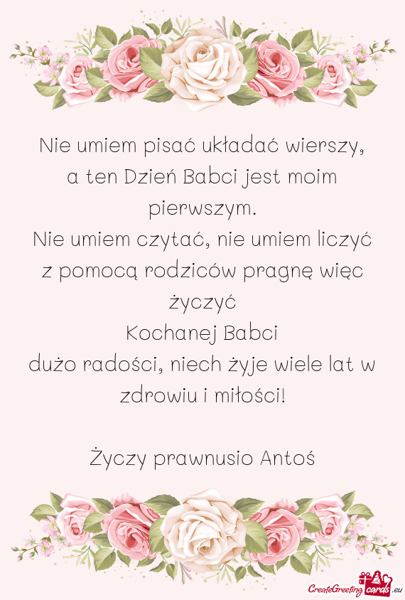 Dużo radości, niech żyje wiele lat w zdrowiu i miłości