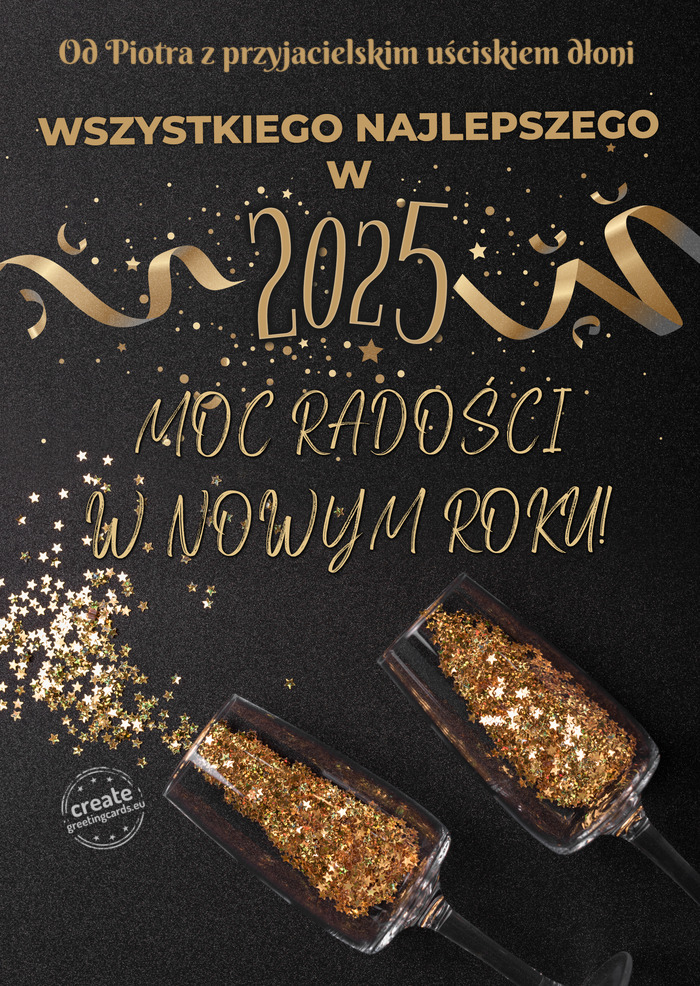 Dużo radości Od Piotra z przyjacielskim uściskiem dłoni w nowym roku