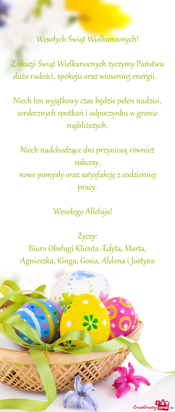 Dużo radości, spokoju oraz wiosennej energii. 🌸