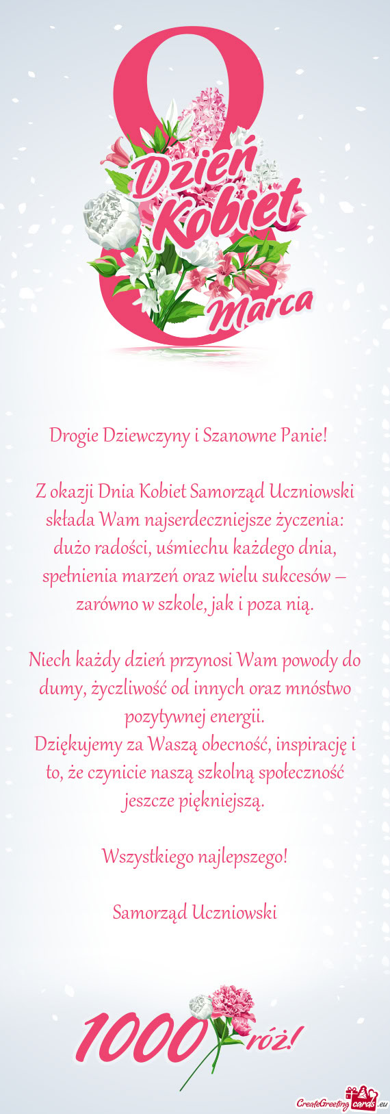 Dużo radości, uśmiechu każdego dnia, spełnienia marzeń oraz wielu sukcesów – zarówno w szk