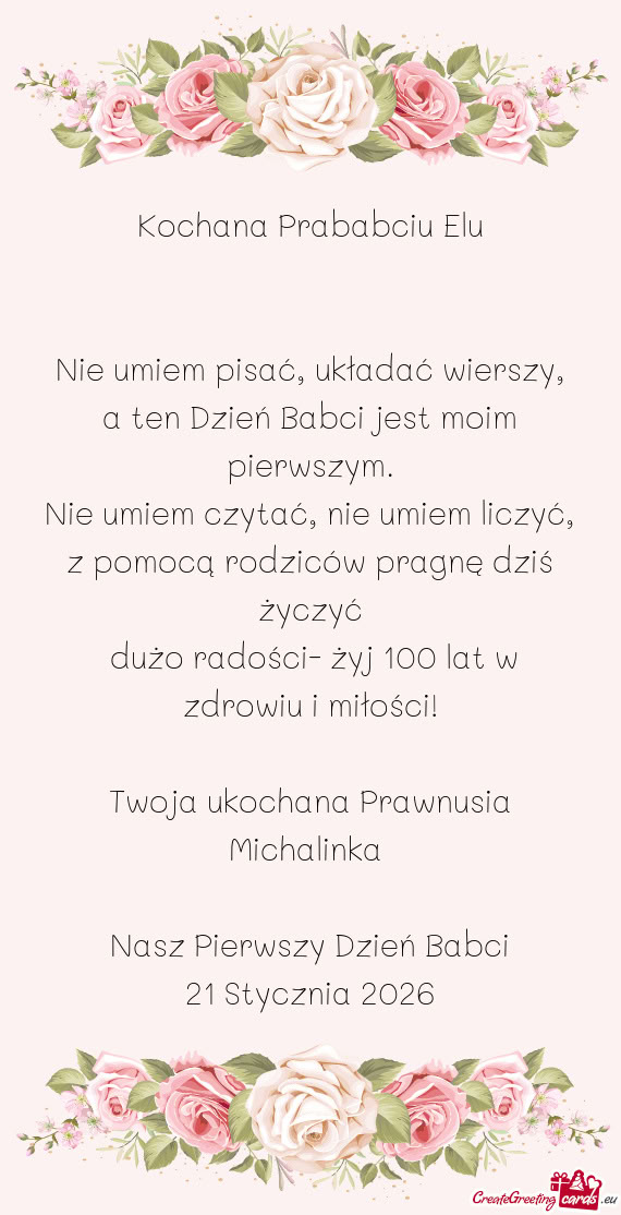 Dużo radości- żyj 100 lat w zdrowiu i miłości