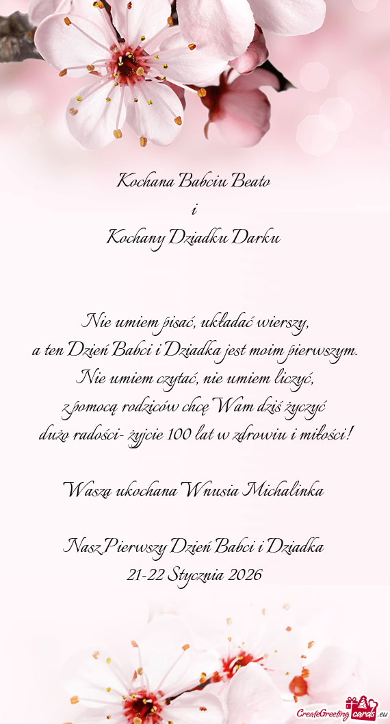 Dużo radości- żyjcie 100 lat w zdrowiu i miłości