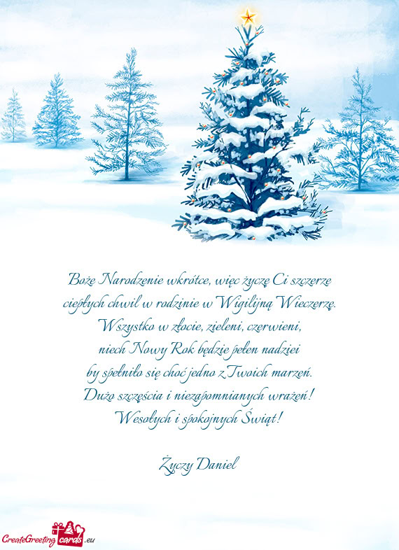 Dużo szczęścia i niezapomnianych wrażeń! Wesołych i spokojnych Świąt! Daniel