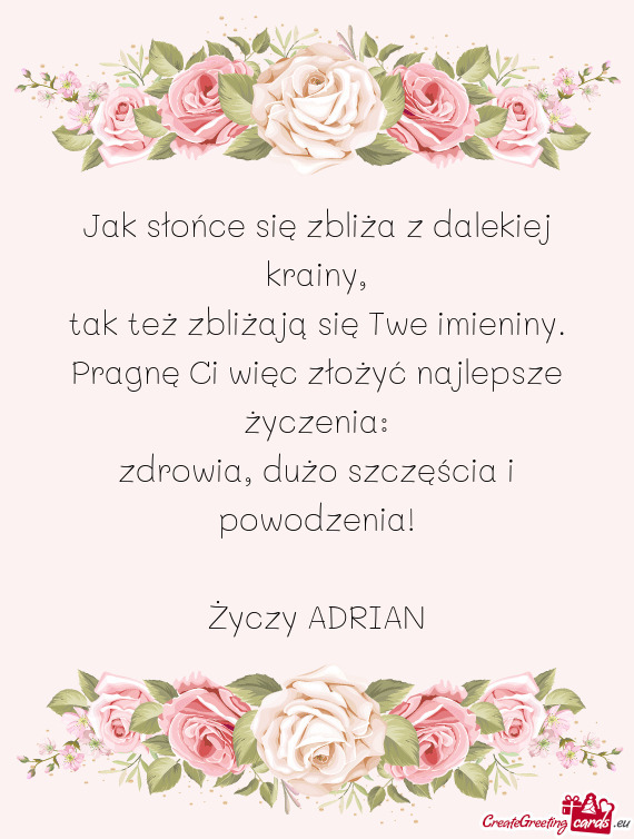 Dużo szczęścia i powodzenia! ADRIAN