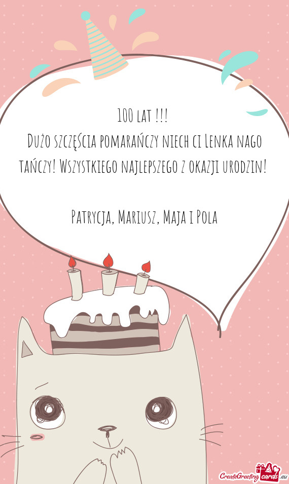 Dużo szczęścia pomarańczy niech ci Lenka nago tańczy! Wszystkiego najlepszego z okazji urodzin