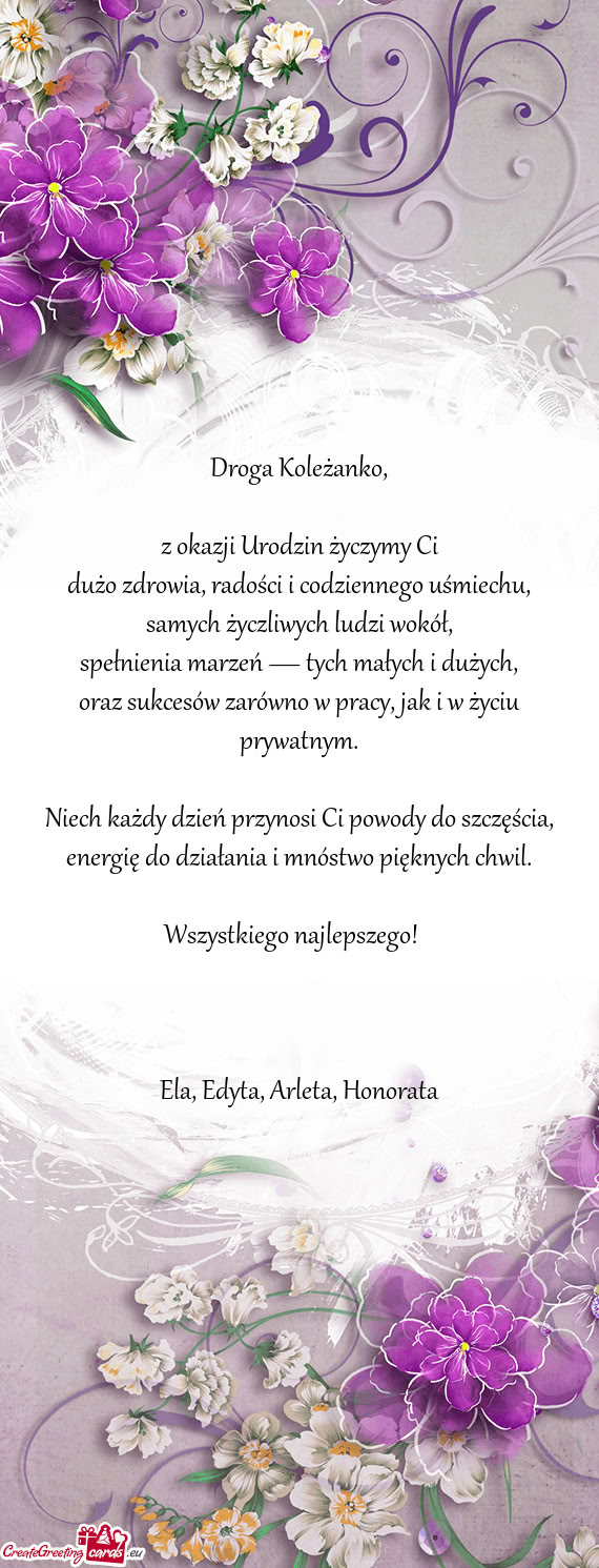 Dużo zdrowia, radości i codziennego uśmiechu