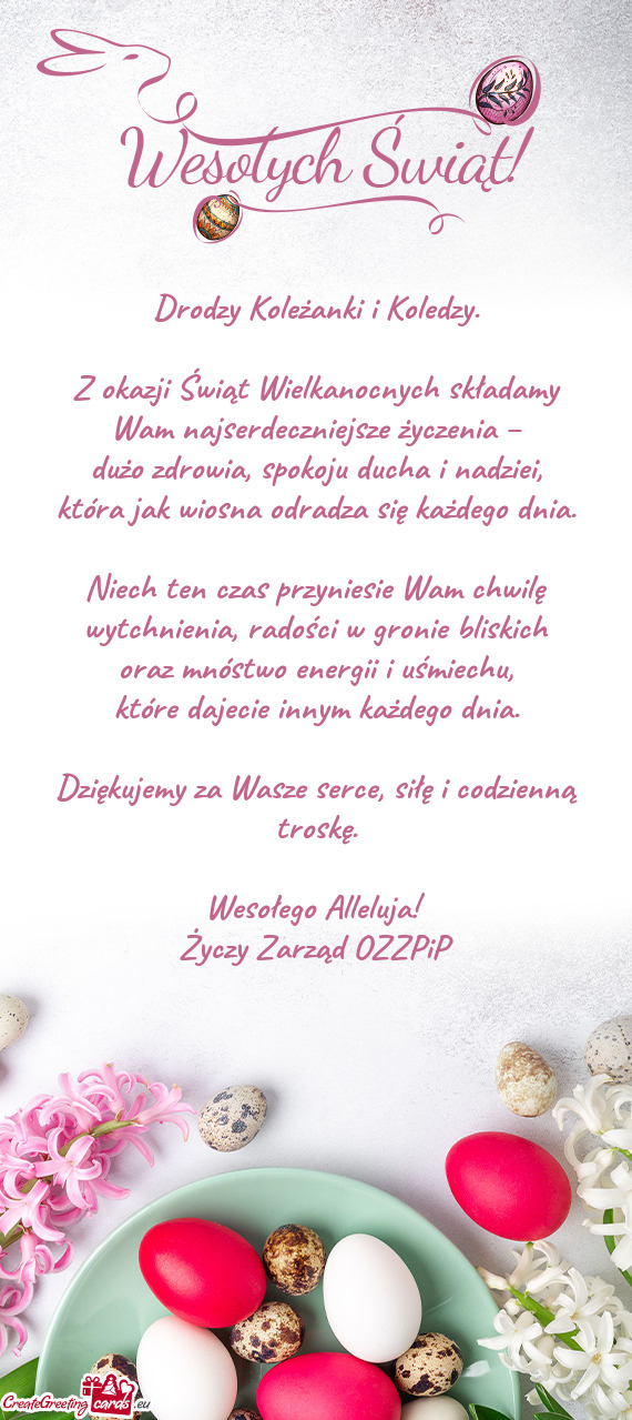 Dużo zdrowia, spokoju ducha i nadziei