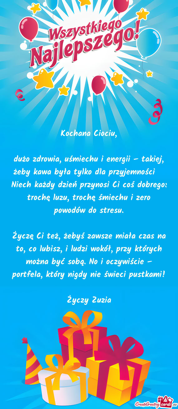 Dużo zdrowia, uśmiechu i energii – takiej, żeby kawa była tylko dla przyjemności 😉