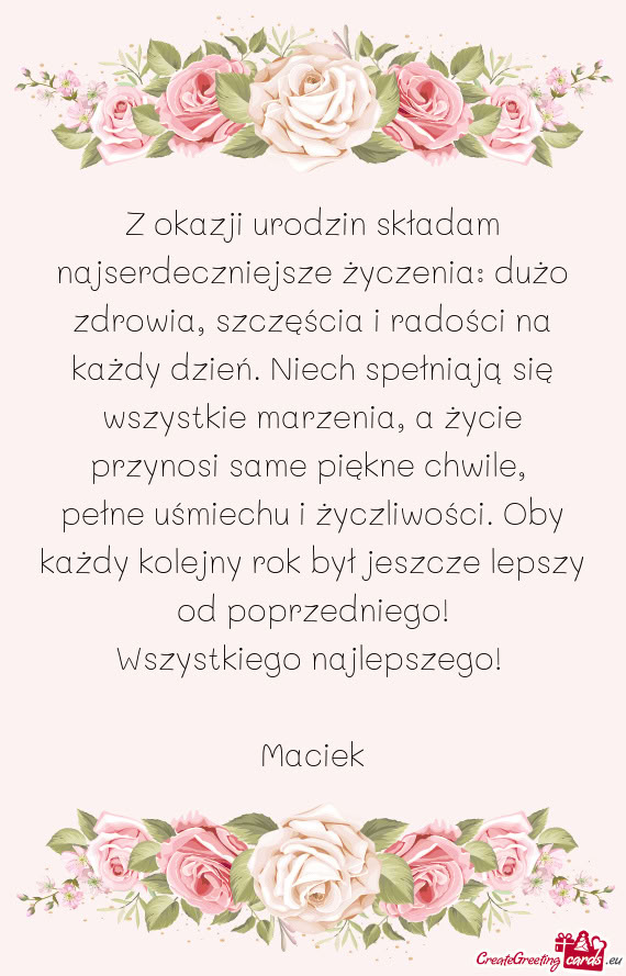 Dy dzień. Niech spełniają się wszystkie marzenia, a życie przynosi same piękne chwile