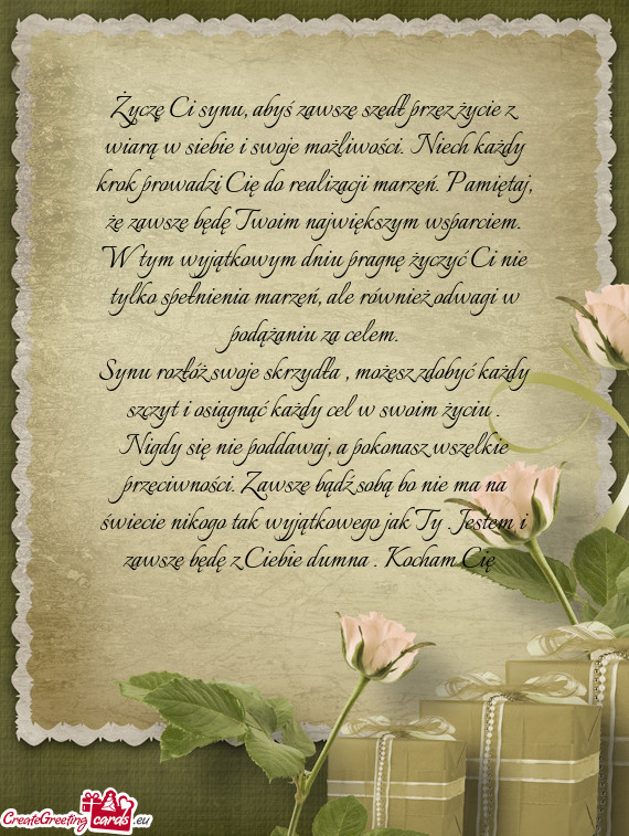 Dy krok prowadzi Cię do realizacji marzeń. Pamiętaj, że zawsze będę Twoim największym wsparci
