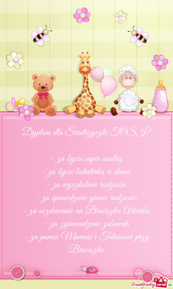 Dyplom dla Siostrzyczki TOSI