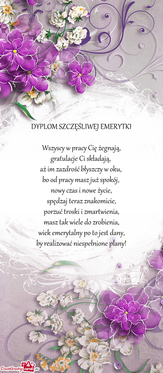 DYPLOM SZCZĘŚLIWEJ EMERYTKI