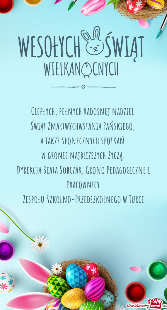 Dyrekcja Beata Sobczak, Grono Pedagogiczne i Pracownicy