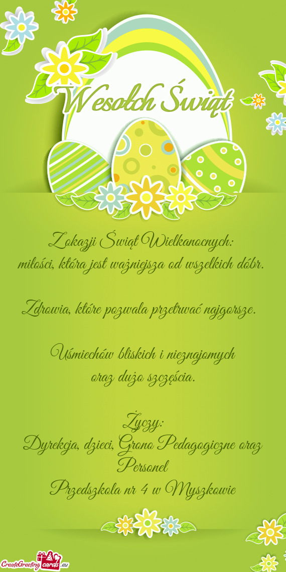 Dyrekcja, dzieci, Grono Pedagogiczne oraz Personel