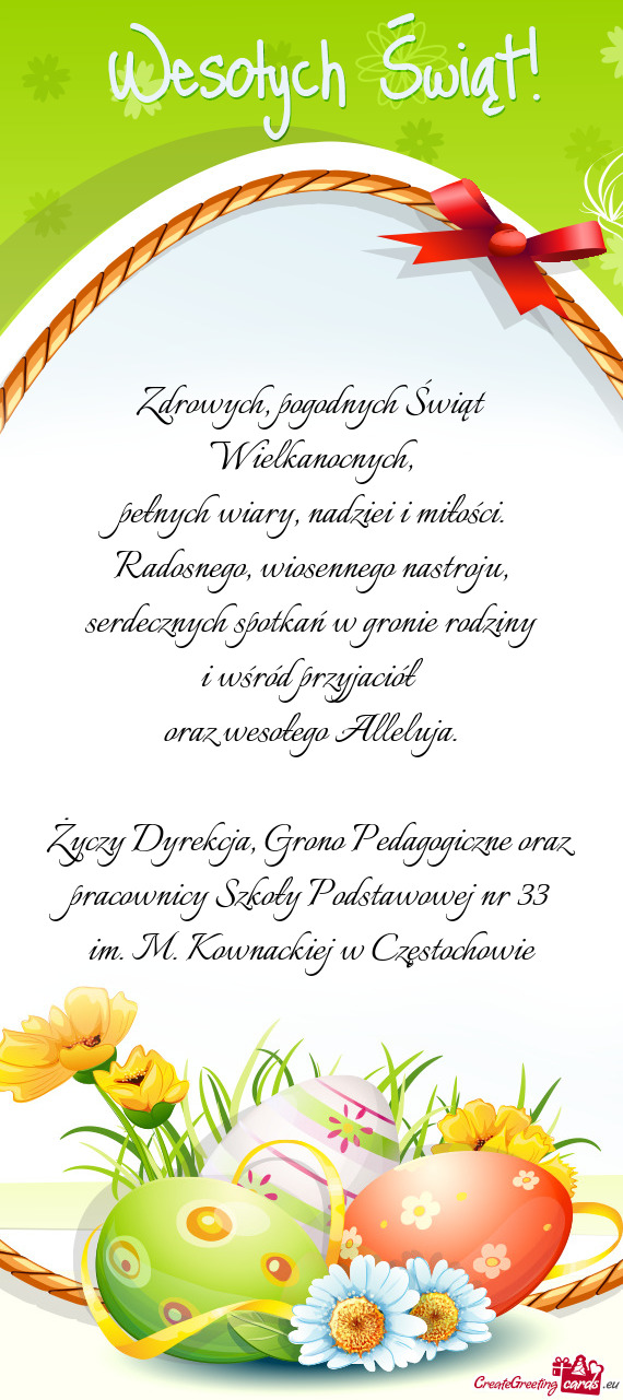 Dyrekcja, Grono Pedagogiczne oraz pracownicy Szkoły Podstawowej nr 33