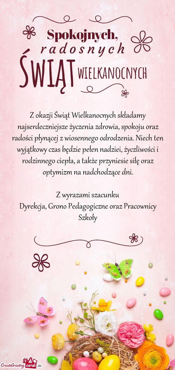 Dyrekcja, Grono Pedagogiczne oraz Pracownicy Szkoły