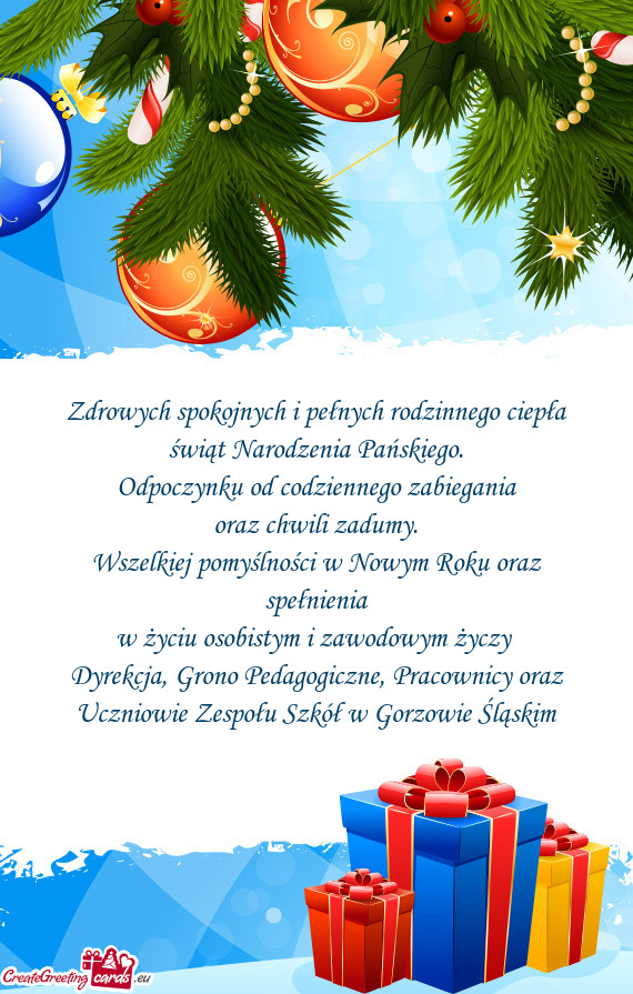 Dyrekcja, Grono Pedagogiczne, Pracownicy oraz Uczniowie Zespołu Szkół w Gorzowie Śląskim