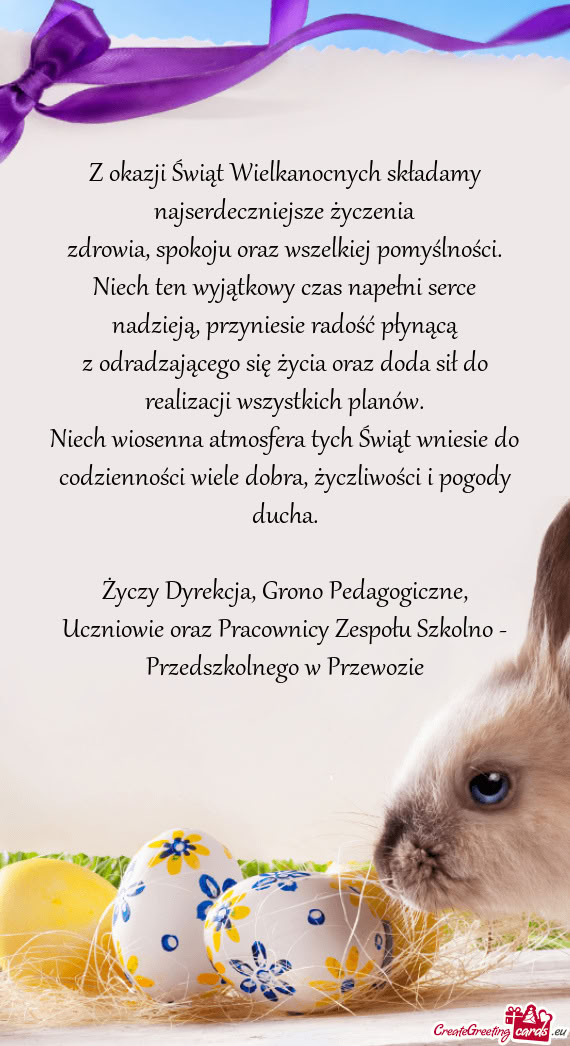 Dyrekcja, Grono Pedagogiczne, Uczniowie oraz Pracownicy Zespołu Szkolno - Przedszkolnego w P