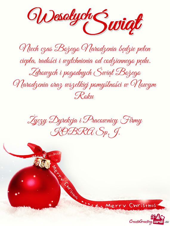 Dyrekcja i Pracownicy Firmy KOBRA Sp.J