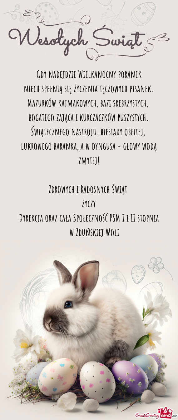 Dyrekcja oraz cała Społeczność PSM I i II stopnia