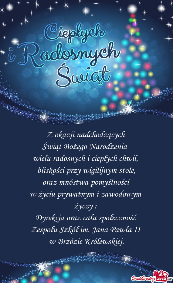 Dyrekcja oraz cała społeczność Zespołu Szkół im