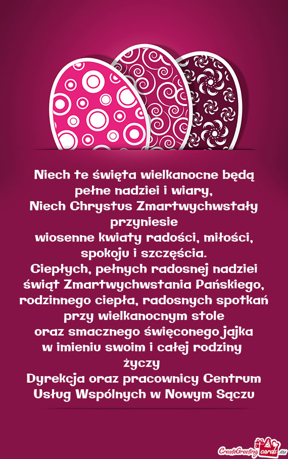 Dyrekcja oraz pracownicy Centrum Usług Wspólnych w Nowym Sączu