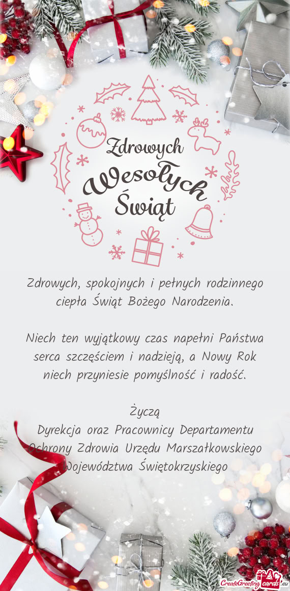 Dyrekcja oraz Pracownicy Departamentu Ochrony Zdrowia Urzędu Marszałkowskiego Województwa Święt