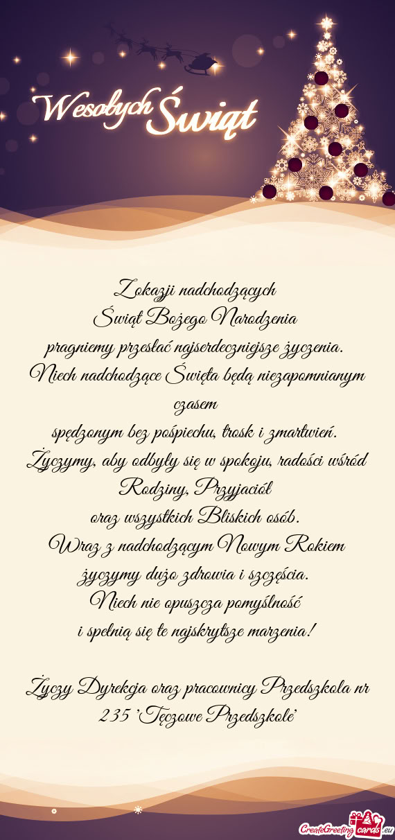 Dyrekcja oraz pracownicy Przedszkola nr 235 "Tęczowe Przedszkole"