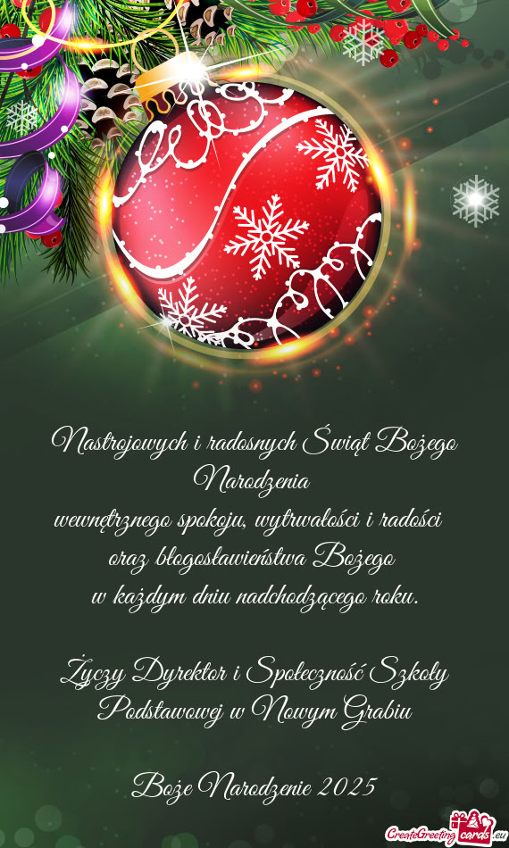 Dyrektor i Społeczność Szkoły Podstawowej w Nowym Grabiu