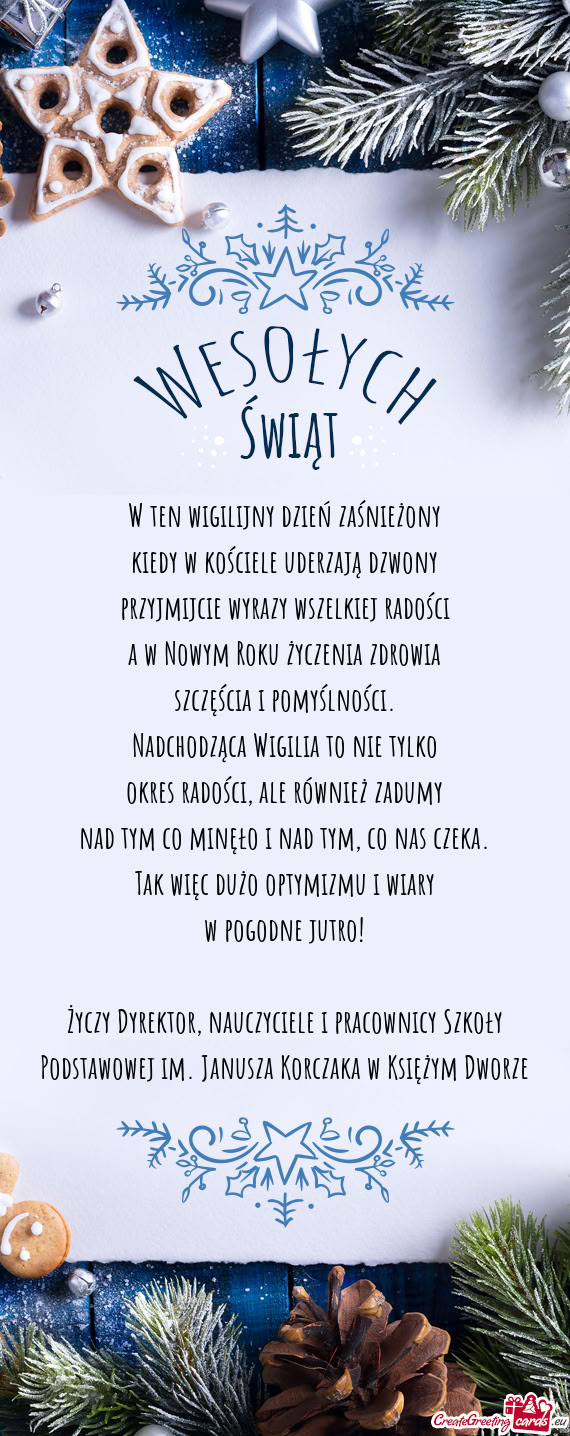 Dyrektor, nauczyciele i pracownicy Szkoły Podstawowej im. Janusza Korczaka w Księżym Dworz