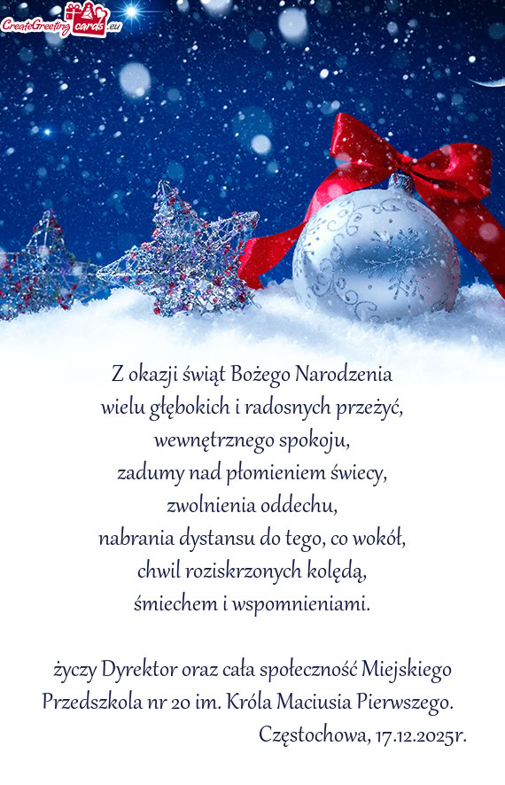 Dyrektor oraz cała społeczność Miejskiego Przedszkola nr 20 im. Króla Maciusia Pierwszeg