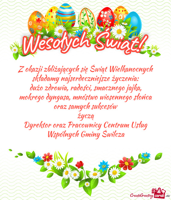 Dyrektor oraz Pracownicy Centrum Usług Wspólnych Gminy Świlcza