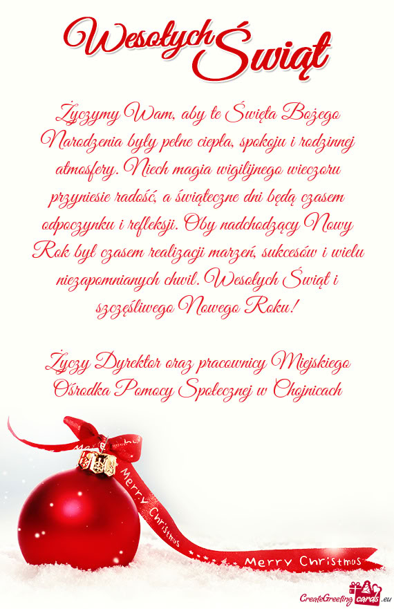 Dyrektor oraz pracownicy Miejskiego Ośrodka Pomocy Społecznej w Chojnicach