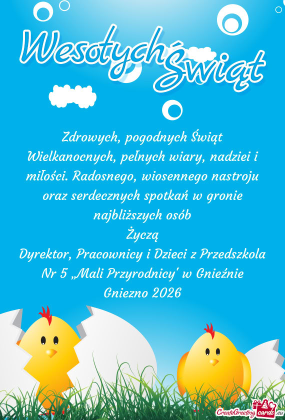 Dyrektor, Pracownicy i Dzieci z Przedszkola Nr 5 „Mali Przyrodnicy” w Gnieźnie