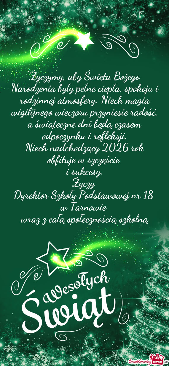 Dyrektor Szkoły Podstawowej nr 18 w Tarnowie wraz z całą społecznością szkolną