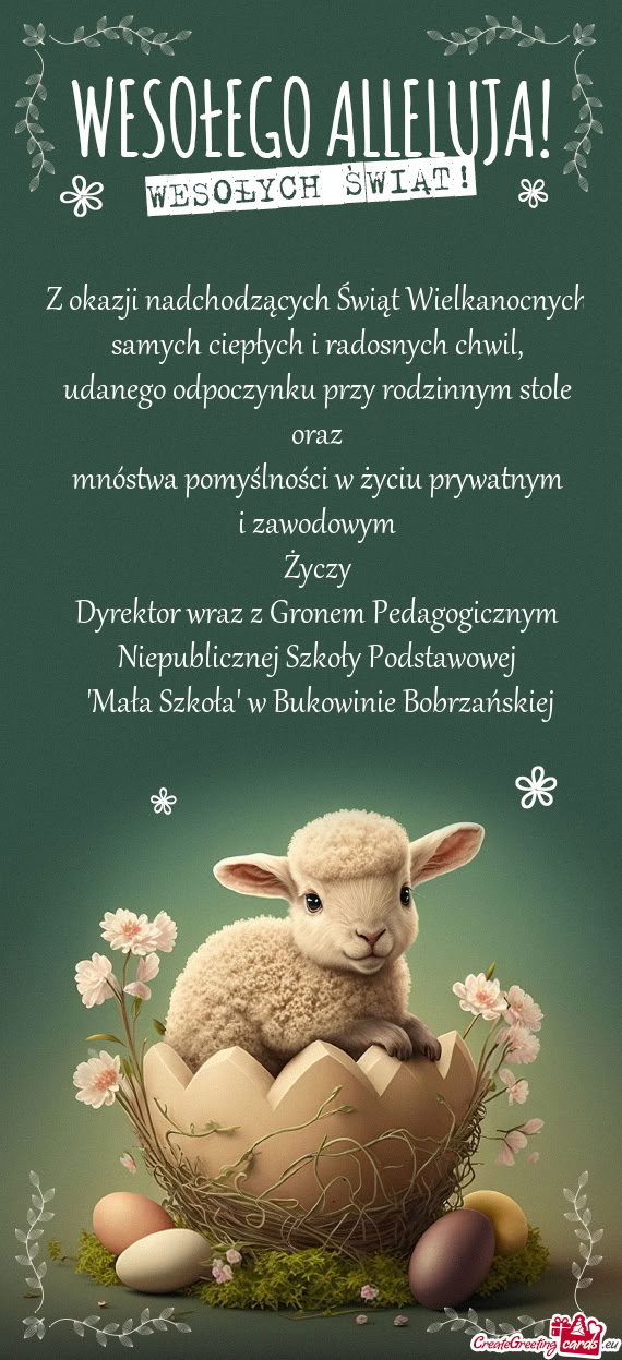 Dyrektor wraz z Gronem Pedagogicznym Niepublicznej Szkoły Podstawowej