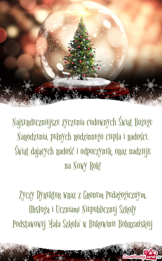 Dyrektor wraz z Gronem Pedagogicznym, Obsługą i Uczniami Niepublicznej Szkoły Podstawowej