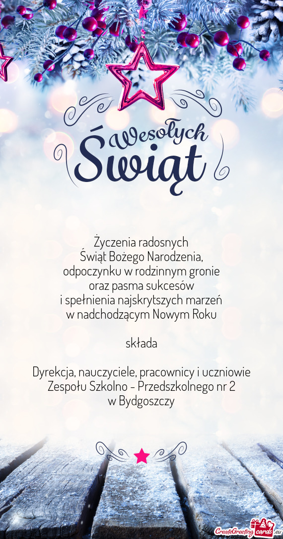 Dzącym Nowym Roku składa Dyrekcja