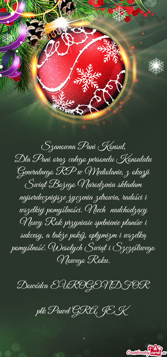 Dzenia składam najserdeczniejsze życzenia zdrowia, radości i wszelkiej pomyślności. Niech nadc