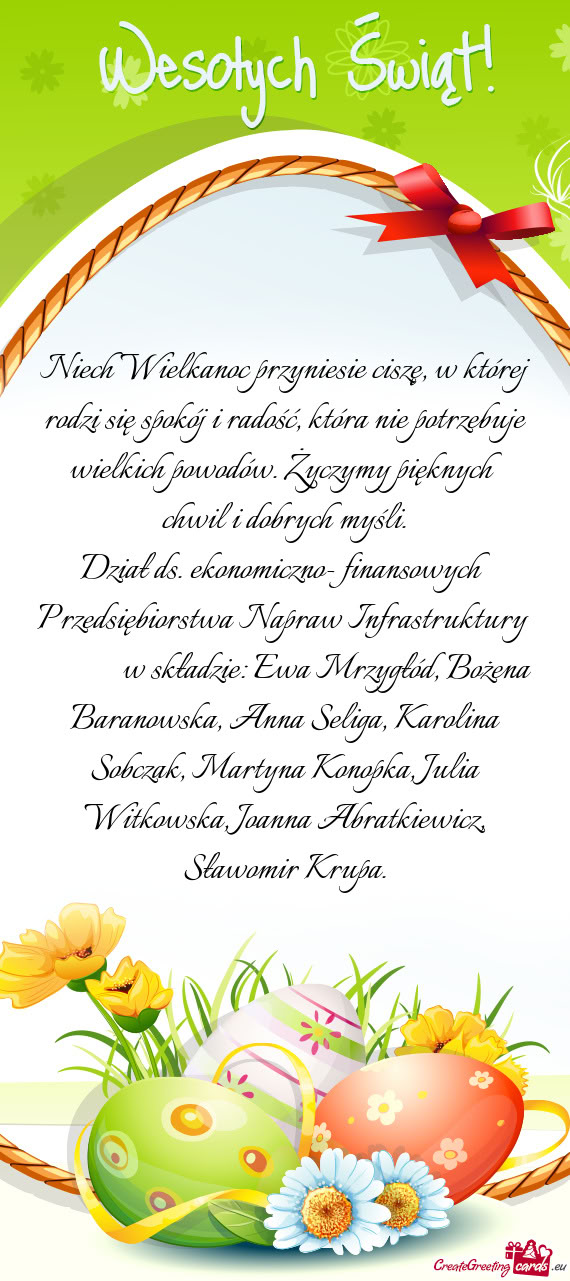 Dział ds. ekonomiczno- finansowych Przedsiębiorstwa Napraw Infrastruktury    w składzie