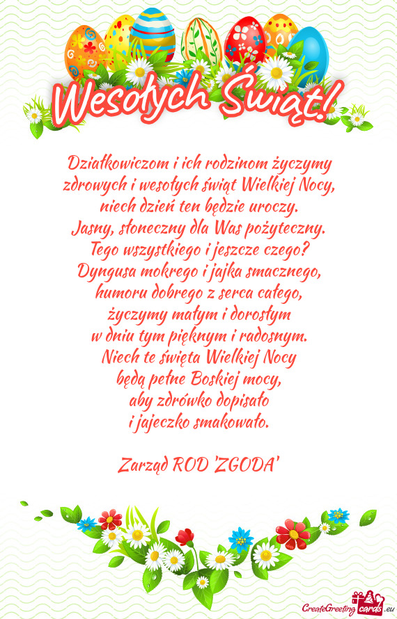 Działkowiczom i ich rodzinom życzymy