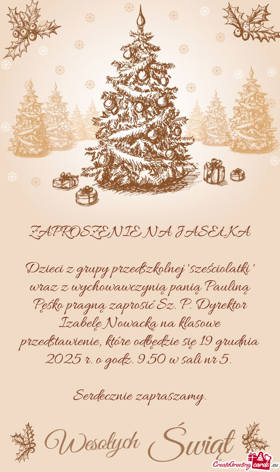 Dzieci z grupy przedszkolnej "sześciolatki " wraz z wychowawczynią panią Pauliną Pęśko pragną