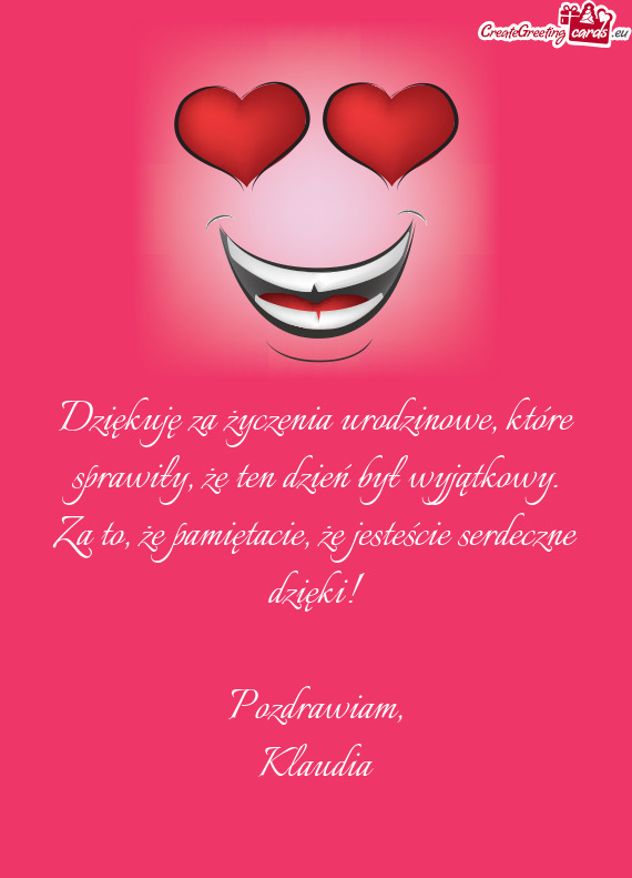 Dzięki! Pozdrawiam, Klaudia