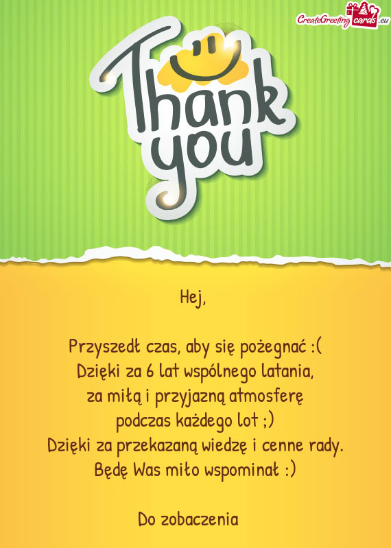 Dzięki za 6 lat wspólnego latania