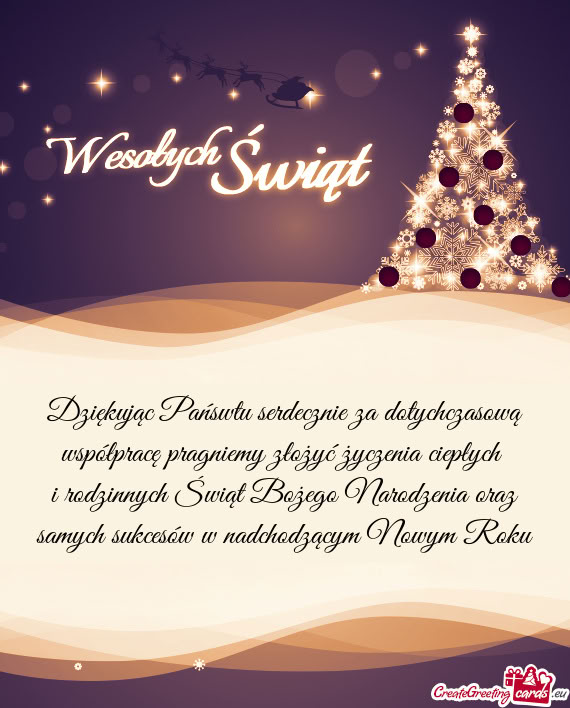 Dziękując Pańswtu serdecznie za dotychczasową współpracę pragniemy złożyć życzenia ciepł