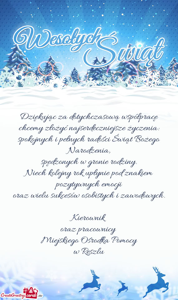 Dziękując za dotychczasową współpracę chcemy złożyć najserdeczniejsze życzenia