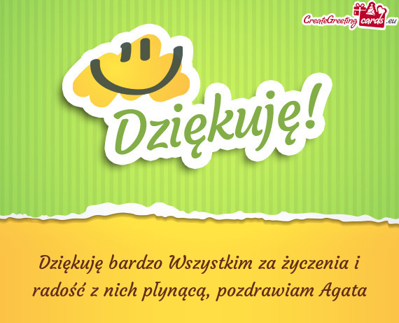 Dziękuję bardzo Wszystkim za życzenia i radość z nich płynącą, pozdrawiam Agata