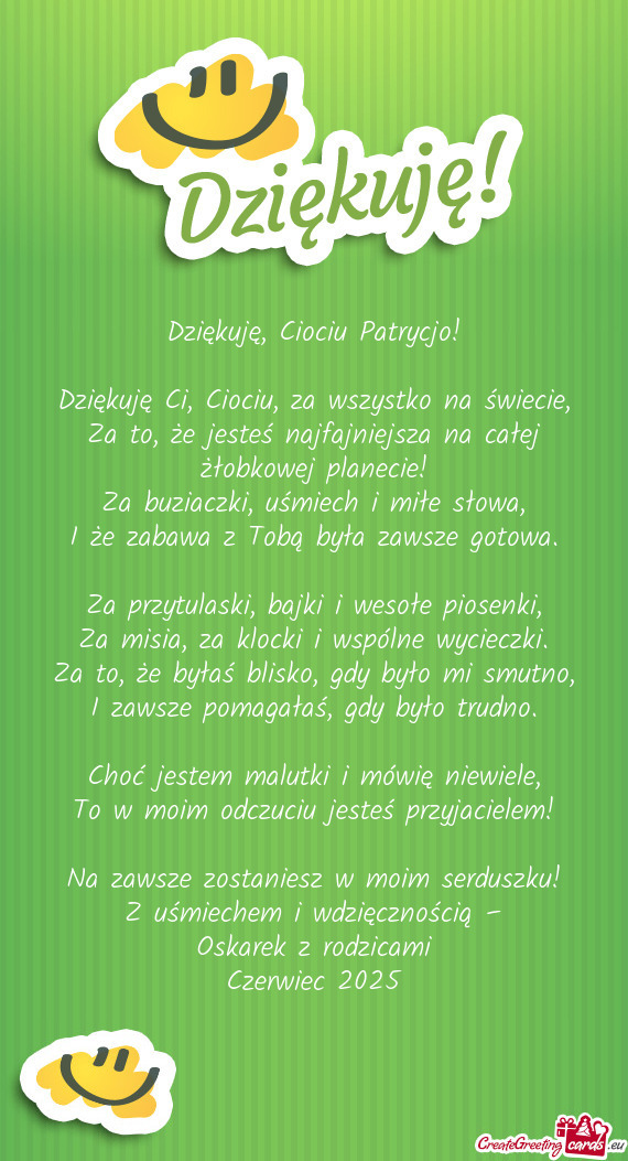 Dziękuję Ci, Ciociu, za wszystko na świecie