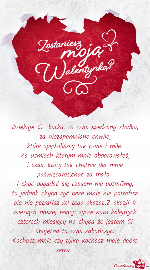 Dziękuję Ci kotku, za czas spędzony słodko